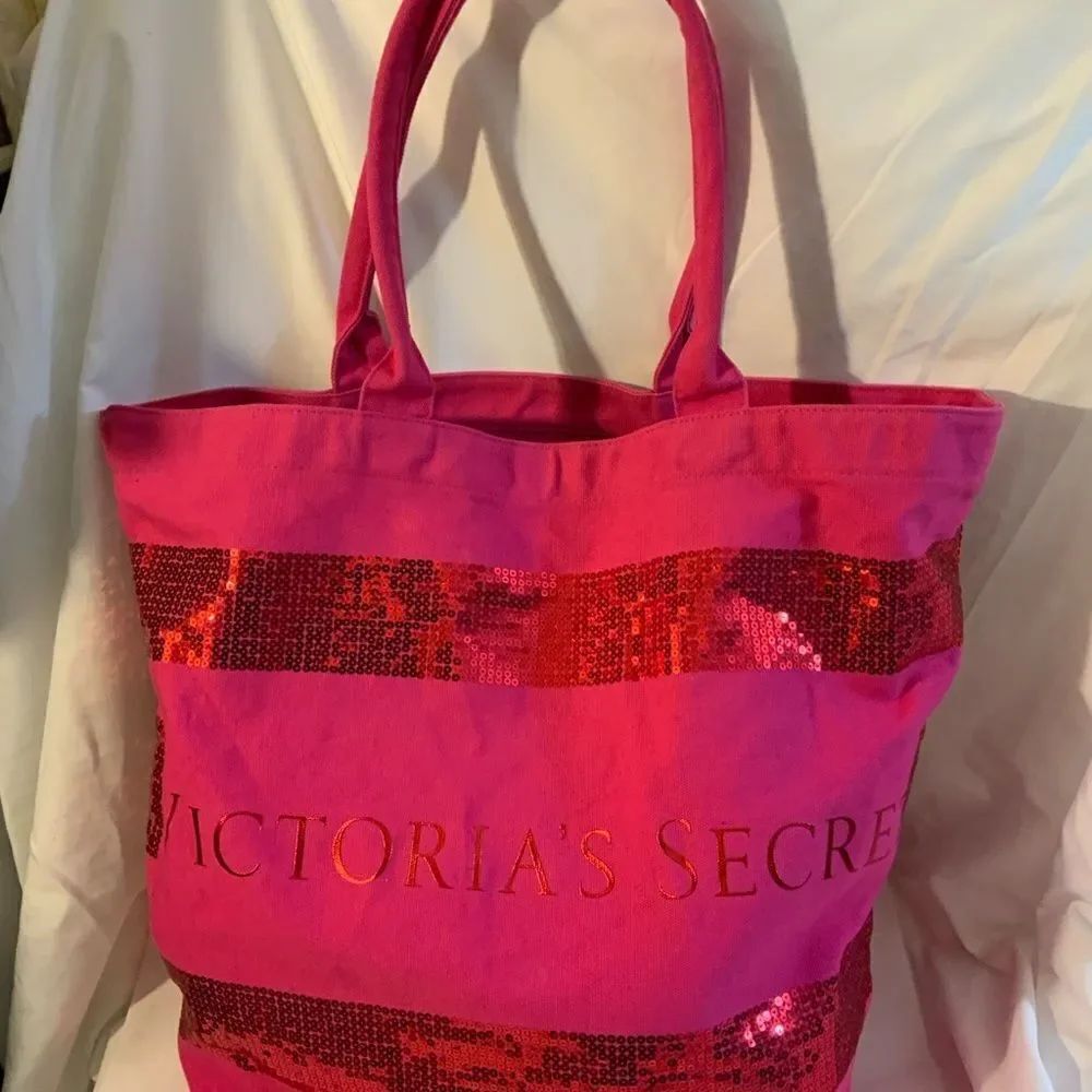 Victoria secret Large Pink Glittered Tote